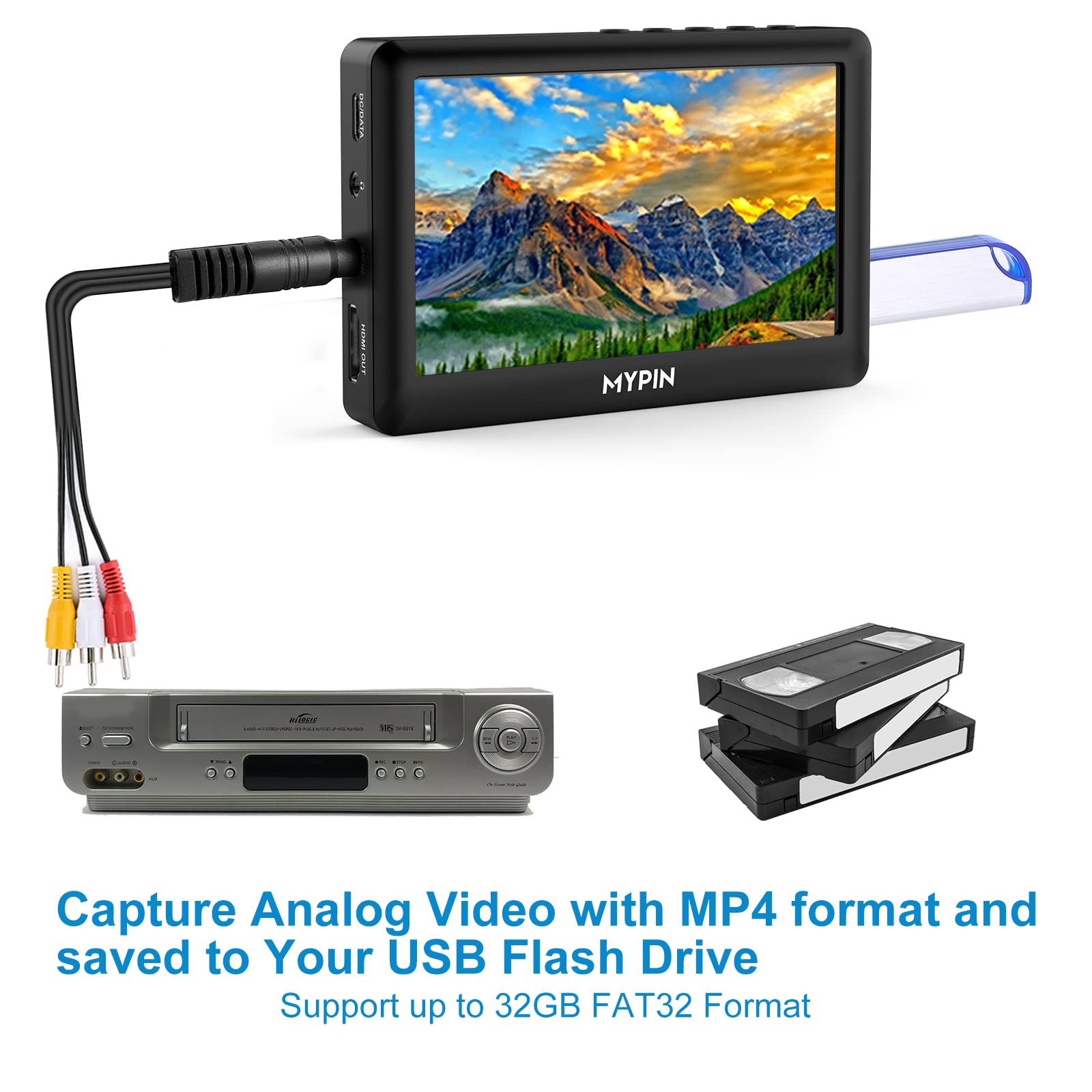 Amazon | MYPIN ビデオ-デジタルコンバーター 4.3インチ AV